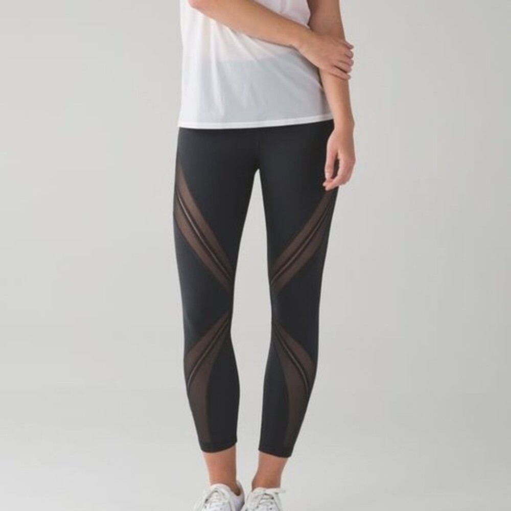 LULULEMON Leggings High Times Special Edition Metta Mesh Panels Black 7/8 Length - Picture 3 of 15